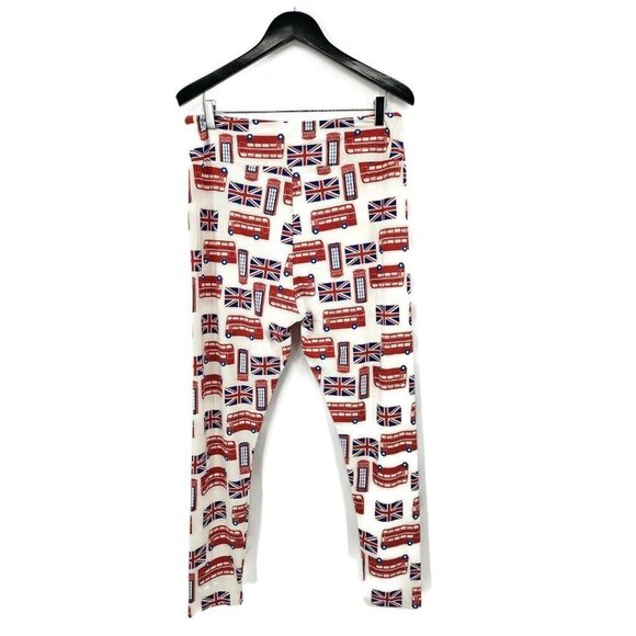 NWOT Lularoe London Buses Phone Booth Leggings TC2 Plus Size Flag - Picture 3 of 5